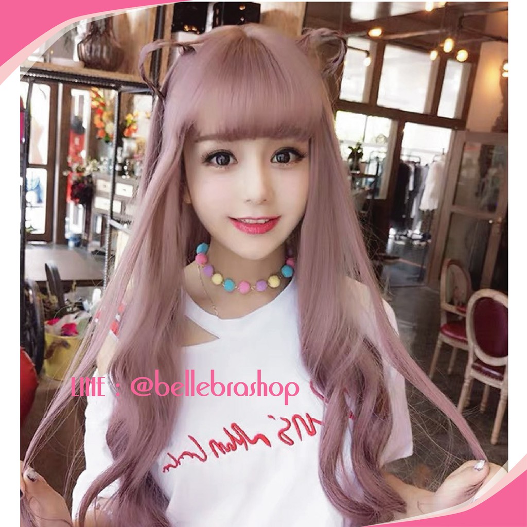 belle-วิกผม-ลอนวอลลุ่ม-สไตล์เกาหลี-สีชมพูหม่น-60cm-พร้อมส่ง-อินเทรนด์สุดๆ