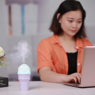 ICECREAM Humidifier เครื่องพ่นควันเพิ่มความชื้นเรืองแสงได้ รูปนกเพนกวิน(เหลือง)