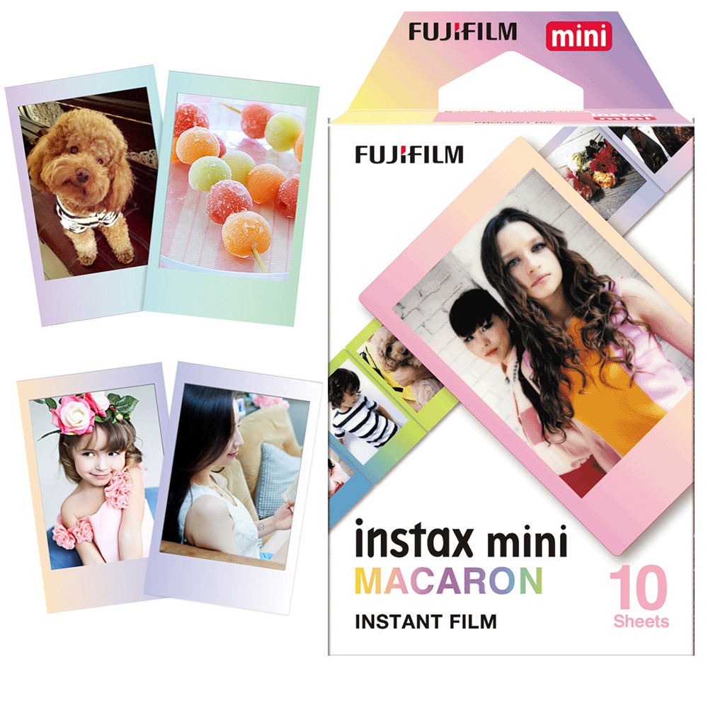 ภาพหน้าปกสินค้าFujifilm Mini Instax ฟิล์ม สีพาสเทล มาการอง 10 ชิ้น สำหรับกล้อง Fuji Instant 7s 8 9 11 40 70 90 Liplay SP-2 LINK