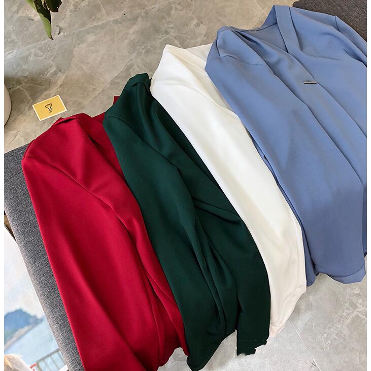 เสื้อเชิ้ตลําลอง-แขนยาว-คอวี-ทรงหลวม-สีขาว-สีฟ้า-สีแดง-สีเขียว-สไตล์เกาหลี-สําหรับสตรี-ไซซ์-s-4xl