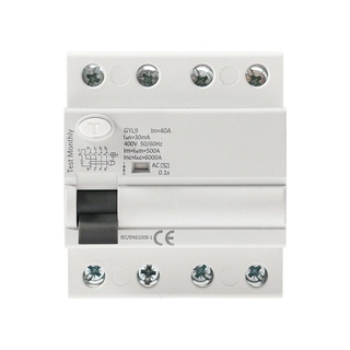 ELCB Circuit Breaker 4Pole 25/40/63Amp 30mA AC-Type RCCB Leakage Protector Swith On DIN Rail FN 60715 (35mm)