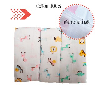 ผ้าอ้อมผ้าสาลู cotton 100%  27 นิ้ว เกรดAAA+ แพ็ค 12 ผืน คละสี (ลาย Giraffe Safari) สินค้าพร้อมส่ง