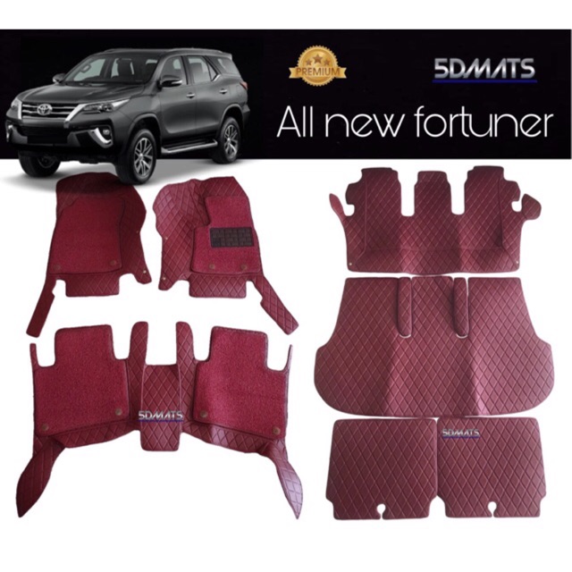 พรม7d-fortuner-2015-21-สีไวน์แดง-เต็มคัน-รวมใยไวนิลดักฝุ่น