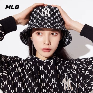 MLB (พร้อมส่ง) หมวกMLB หมวกทรงบัคเก็ต JACQUARD MONOGRAM BUCKET HAT หมวกNY ของแท้💯%