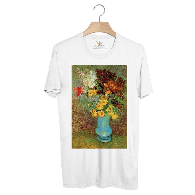 bp705-เสื้อยืด-vase-with-daisies-and-anemones