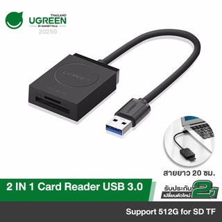 ภาพหน้าปกสินค้าUGREEN รุ่น 20250  USB 3.0 to SD TF SF Memory Card Reader ที่เกี่ยวข้อง