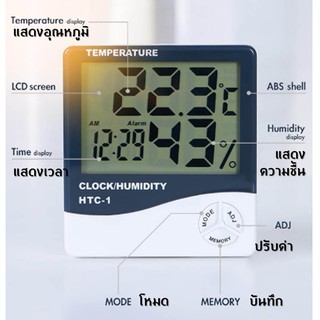 HTC-1 เครื่องวัดอุณหภูมิ ความชื้นและนาฬิกา