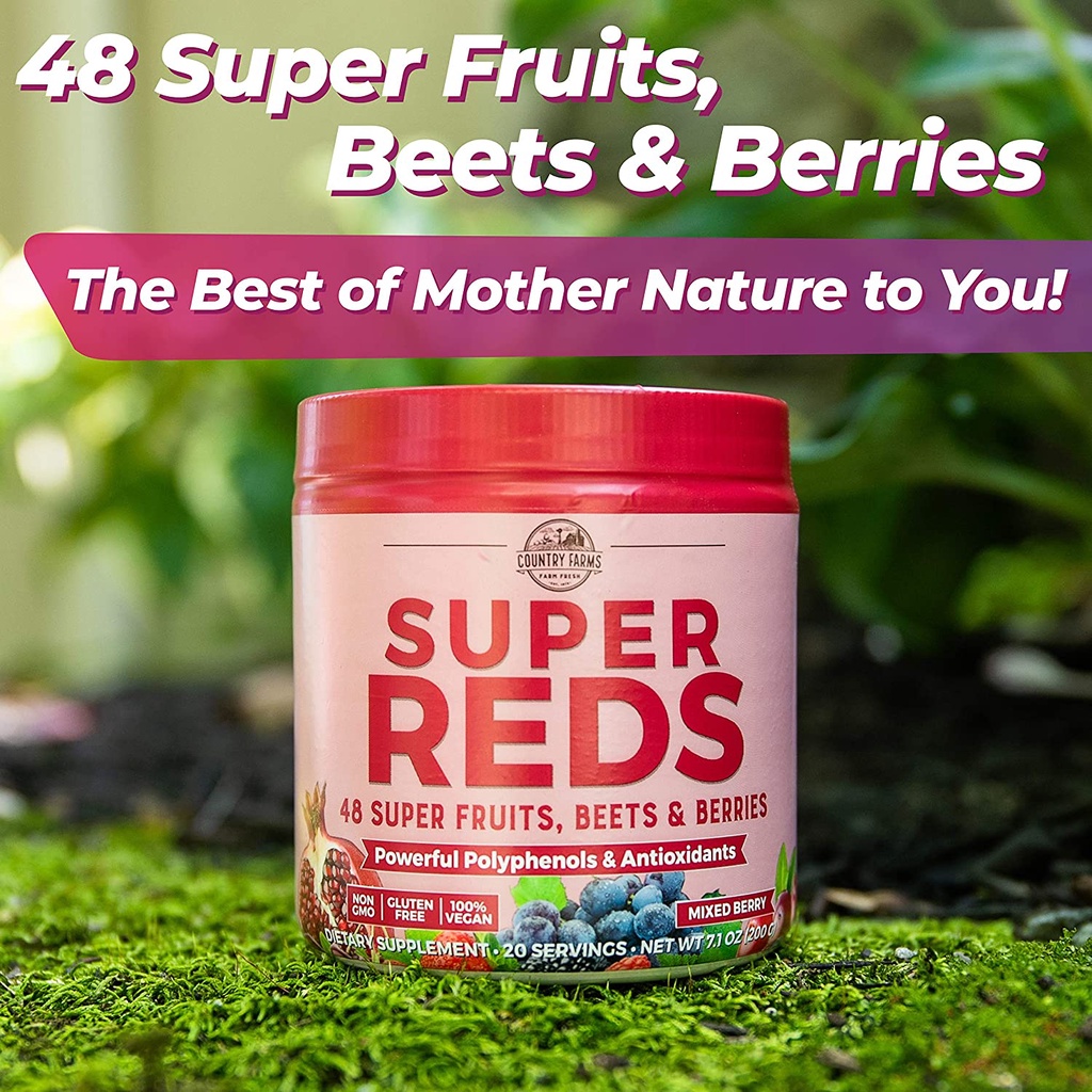 ภาพสินค้าCountry Farms, Super Reds, Superfood, Berry Flavor, 7.1 oz (200 g) จากร้าน happy_moon บน Shopee ภาพที่ 2