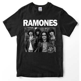 เสื้อยืดผ้าฝ้ายเสื้อยืด พิมพ์ลายวงร็อค ramones X JAJA MIHARJA สไตล์พังก์ร็อคL XL  XXL 3XL