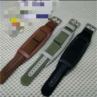 สินค้า เก็บปลายทาง//Military Army Watch Band 20,22mm Nylon & Leather (PU) Bund Strap Cuff Bangle