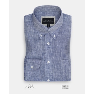 Monti: Blue Linen Button Down Shirt: เสื้อเชิ้ตลินินสีน้ำเงิน