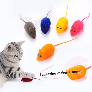 ของเล่นหนูยาง แบบมีเสียง สุ่มสี สําหรับสัตว์เลี้ยง แมว