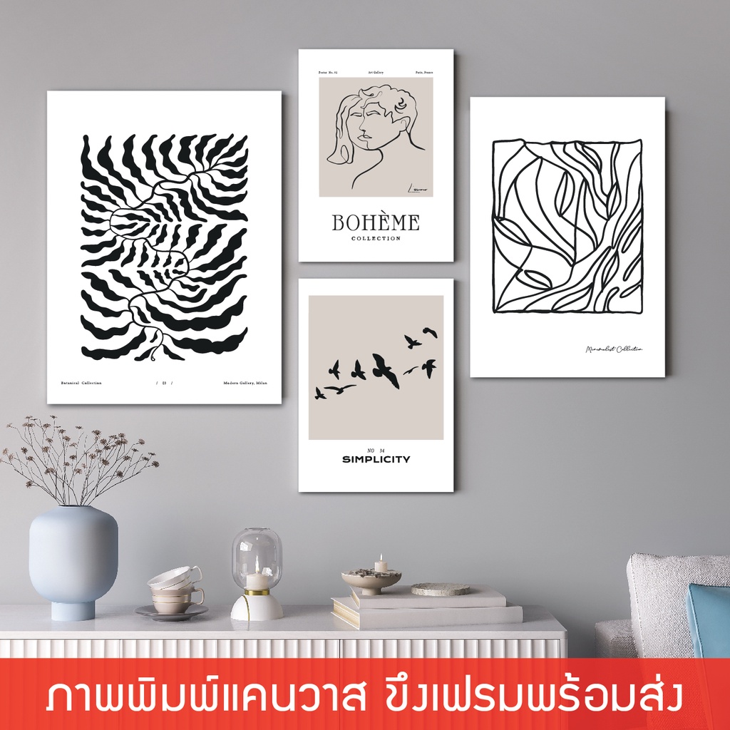 ภาพแต่งบ้าน-ภาพพิมพ์แคนวาสขึงเฟรมไม้-สไตล์-painting-minimal-art-พร้อมส่ง