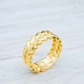 สินค้า ⭐ แหวนทองลายใบมะกอกรอบวง น้ำหนัก 1สลึง