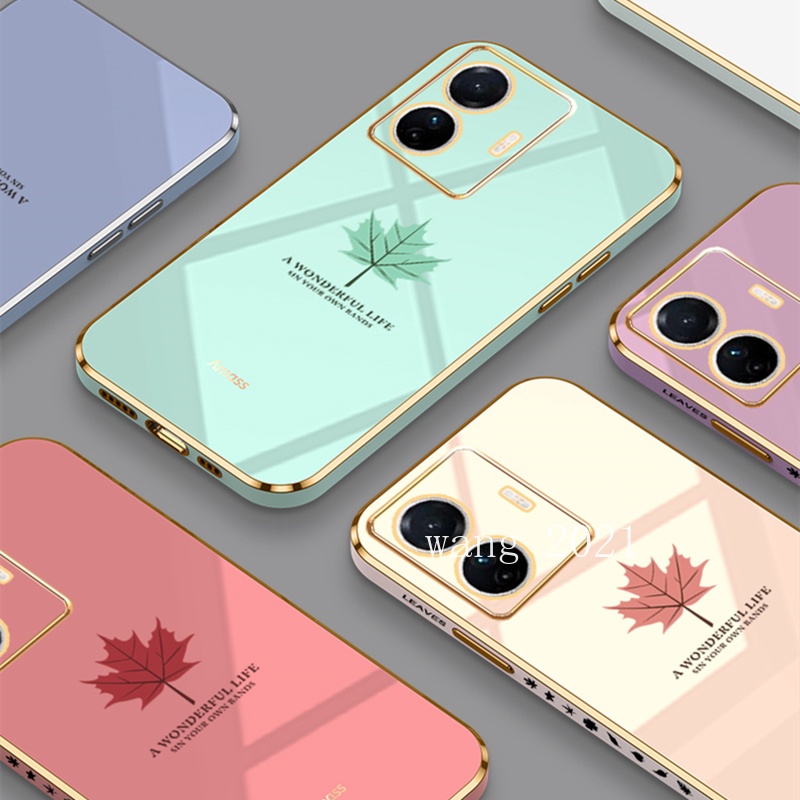 2022-new-phone-case-เคส-vivo-t1-x80-pro-x70-pro-5g-y01-t1x-y15s-y15a-2021-casing-maple-leaf-plating-silicone-anti-fall-soft-case-back-cover-เคสโทรศัพท