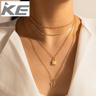 Jewelry lock letter M pendant four-necklace sweater chain all-match simple for girls for women