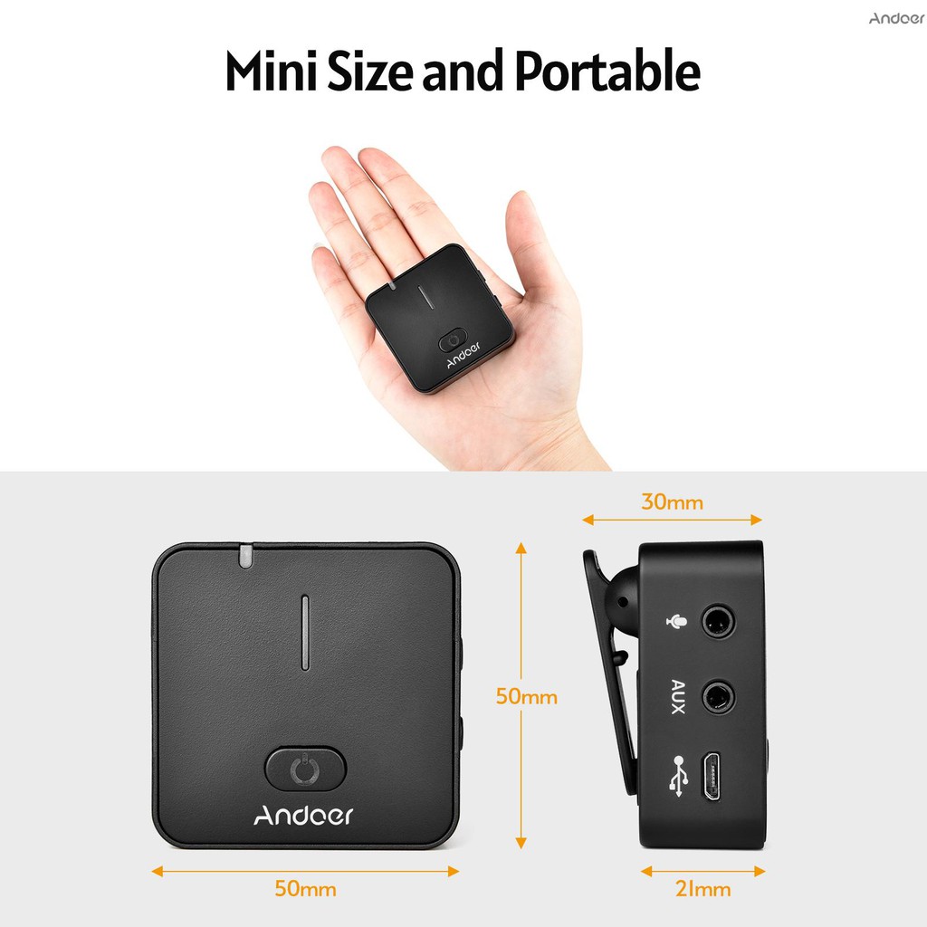 andoer-mx5-2-4g-ระบบไมโครโฟนบันทึกเสียงไร้สาย-พร้อมตัวรับส่งสัญญาณ-ไมโครโฟน-lavalier-ระยะ-50-เมตร-มีแบตเตอรี่ในตัว-แบบชาร์จไฟได้