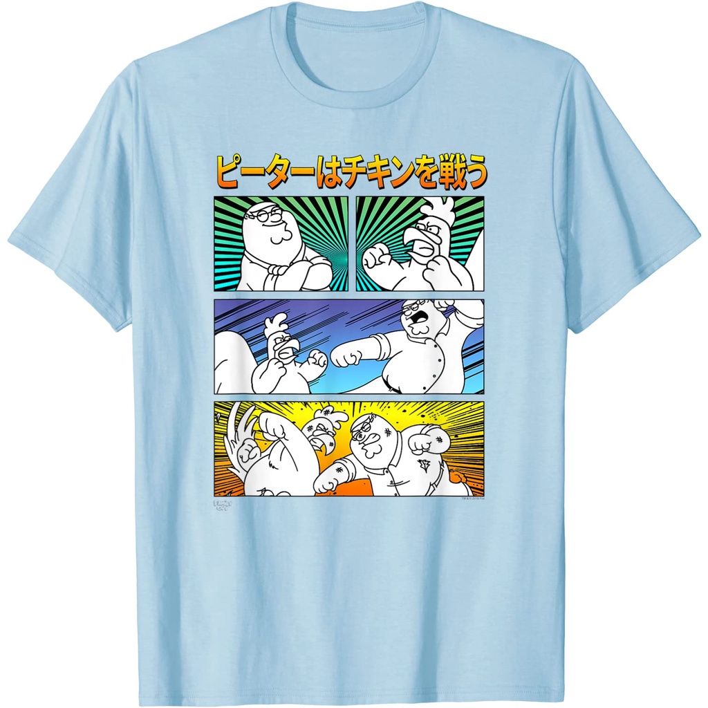 family-guyเสื้อยืดถักฤดูร้อน-family-guy-peter-fights-chicken-family-guy-popular-t-shirts