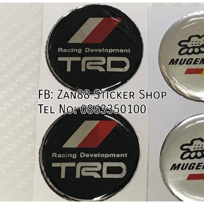 สติ๊กเกอร์วงกลม นูน สำหรับแต่รถ ติดดุมล้อ คำว่า TRD Ralliart Mugen ...