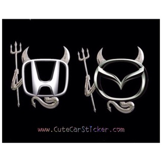 สติ๊กเกอร์ 3D ติดโลโก้รถยนต์ เดวิล Devil (สีเงิน) - car decal sticker