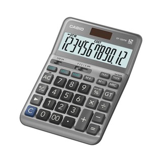Casio Calculator เครื่องคิดเลข  คาสิโอ รุ่น  DF-120FM แบบตั้งโต๊ะดีไซน์โค้งมน ขนาดพอเหมาะ  12 หลัก สีเทา