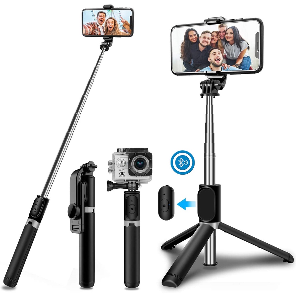 ไม้เซลฟี่ Selfie Stick Tripod ไม้กันสั่น ขาตั้งโทรศัพท์ ขหมุนได้ 360º พร้อมรีโมทซัตเตอร์ รองรับ
