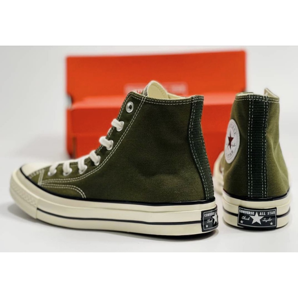 สินค้าขายดี-รองเท้าผ้าใบหุ้มข้อสีเขียวขี้ม้า-converse-firststring-1970s-repro-hi-top