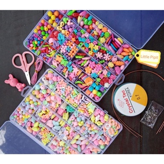 Fun Beads ชุดร้อยลูกปัด DIY กล่อง 24 ช่อง แถม เอ็นยืด