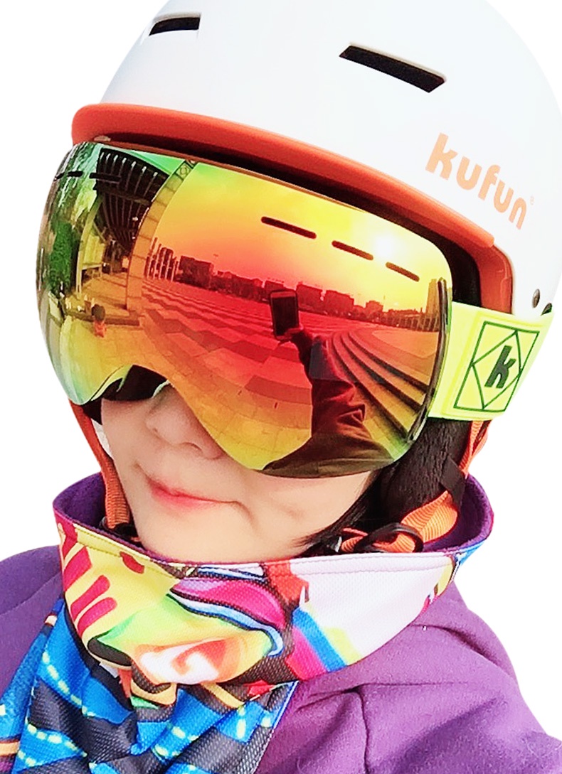 ภาพที่ให้รายละเอียดเกี่ยวกับ Kufun แว่นตาสกี ป้องกันหมอก ทรงกลม อุปกรณ์สโนว์บอร์ด สําหรับเด็ก ผู้ใหญ่