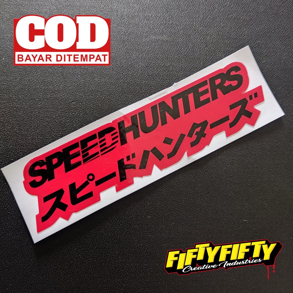 สติกเกอร์-พิมพ์ลาย-speed-hunters-สีแดงมันวาว-สําหรับติดตกแต่งหมวกกันน็อค-รถจักรยานยนต์-รถยนต์