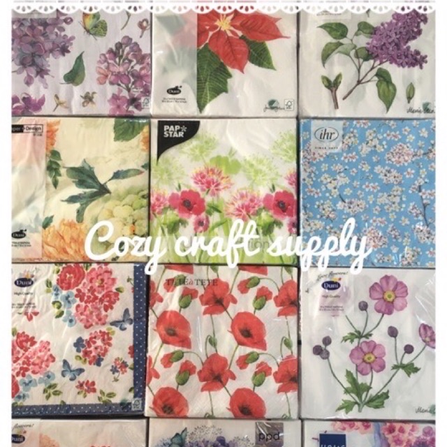 cozy-craft-กระดาษแนปกิ้น-napkin-เดคูพาจ-decoupage-งานยุโรป-คุณภาพดี-100-แผ่น-คละลาย