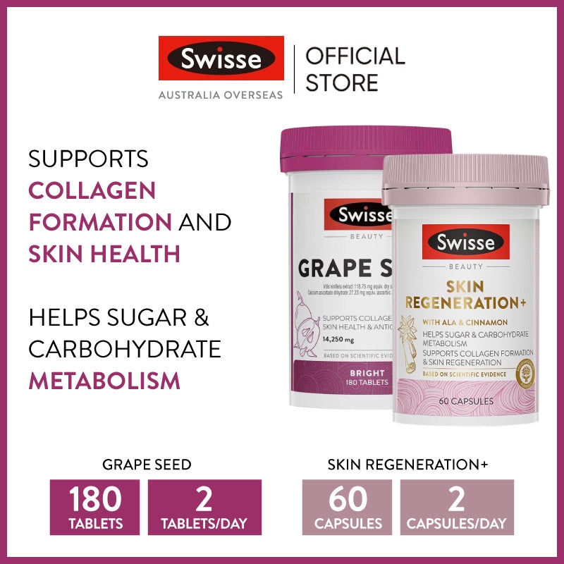 ภาพหน้าปกสินค้าSwisse Beauty Grape Seed 180 เม็ด + Swisse Beauty Skin Regeneration + 60 แคปซูล จากร้าน swisseoverseas.th บน Shopee