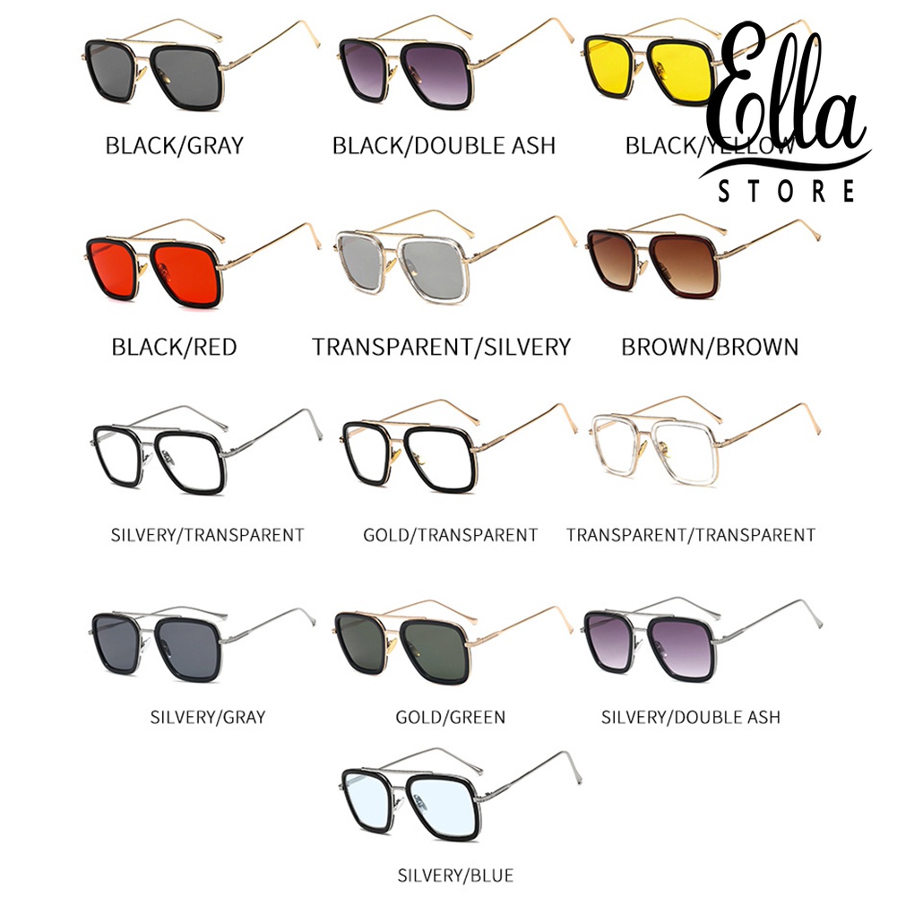 ellastore123-แว่นตากันแดด-เลนส์สี่เหลี่ยม-ป้องกันดวงตา-สําหรับ-unisex