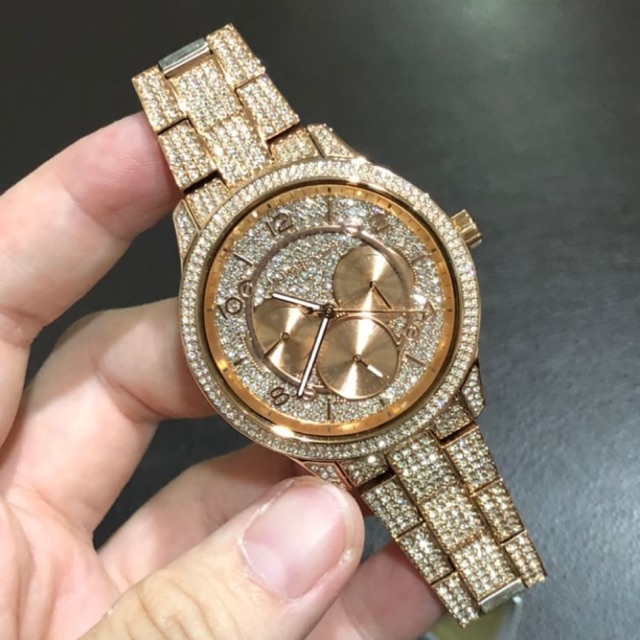 ผ่อน0-นาฬิกา-michael-kors-women-runway-multi-funtion-pave-rose-gold-tone-mk6628-สีโรสโกลด์-คริสตัลทั้งเรือน-38-มม