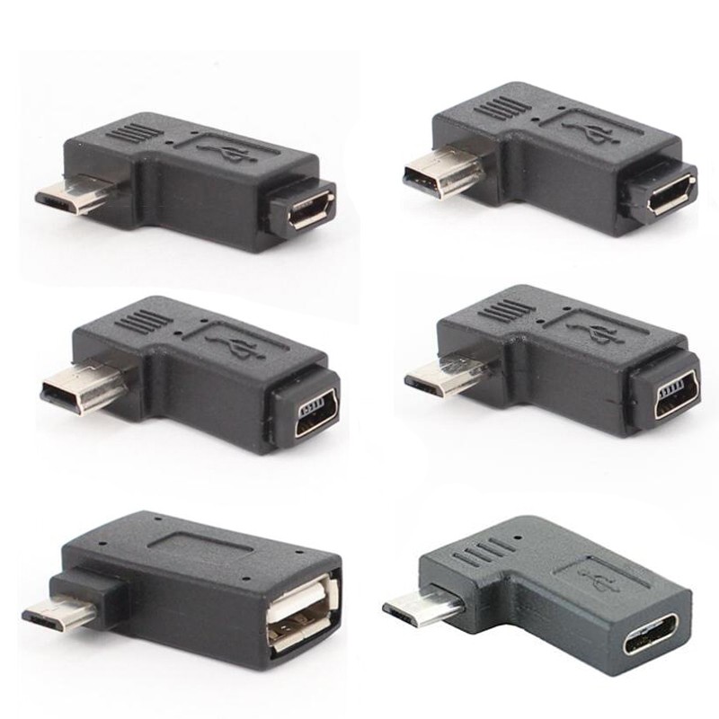 อะแดปเตอร์เชื่อมต่อ Type-C Mini Micro USB 5 Pin Male เป็น Female 90 ...