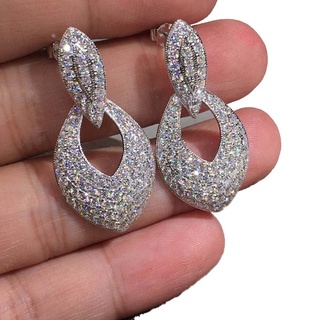 เครื่องประดับสตรีต่างหูห้อยจี้คริสตัล Cubic Zirconia