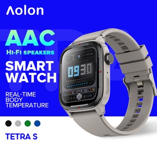 Aolon Tetra S สมาร์ทวอทช์ 1.7 นิ้ว ความละเอียดสูง เชื่อมต่อบลูทูธ AAC ลําโพงวัดอัตราการเต้นของหัวใจ แบบเรียลไทม์