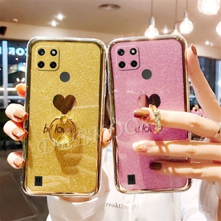 2021 New เคส Realme C25Y C21Y C21 C11 2021 C25S C25 C17 7i C15 C12 GT Master Edition Realme8 4G 5G Casing Bling Glitter Be Loved Hardcase with Ring Holder Cover เคสโทรศัพท์ Realme C25-Y Phone Case