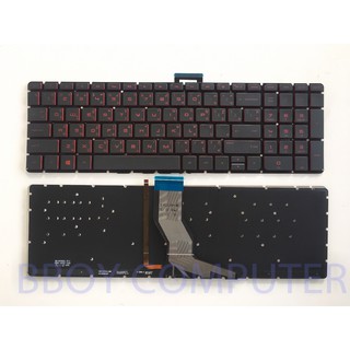 HP Keyboard คีย์บอร์ด HP Pavilion 15-AB 15-AK 15-AU SERIES อังกฤษ + sticker ไทย สีแดง มี Backlite