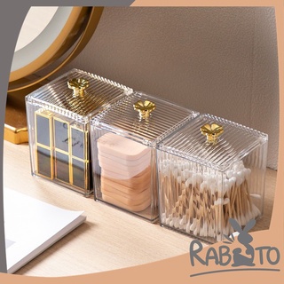 RABITO  กล่องใส่เครื่องสำอางค์ CTN94 ที่ใส่สำลี กล่องเก็บลิปสติก จัดระเบียบโต๊ะเครื่องสำอางค์ อะคริริคใส มีฝาปิด ใส