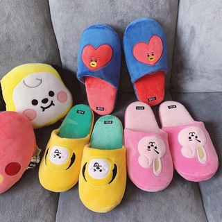 สินค้า Comeandbuy-รองเท้าแตะคู่รักเกาหลี BTS ฤดูใบไม้ร่วงฤดูหนาวตุ๊กตารองเท้าแตะในร่ม BTS รองเท้าแตะกันลื่น พื้นนุ่ม รองเท้าแตะอบอุ่น