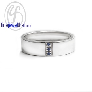 Finejewelthai-แหวนไพลิน-ไพลินแท้-แหวนเงินแท้-พลอยประจำเดือนเกิด-Blue-Sapphire-Silver-Ring-Birthstone-R1420bl