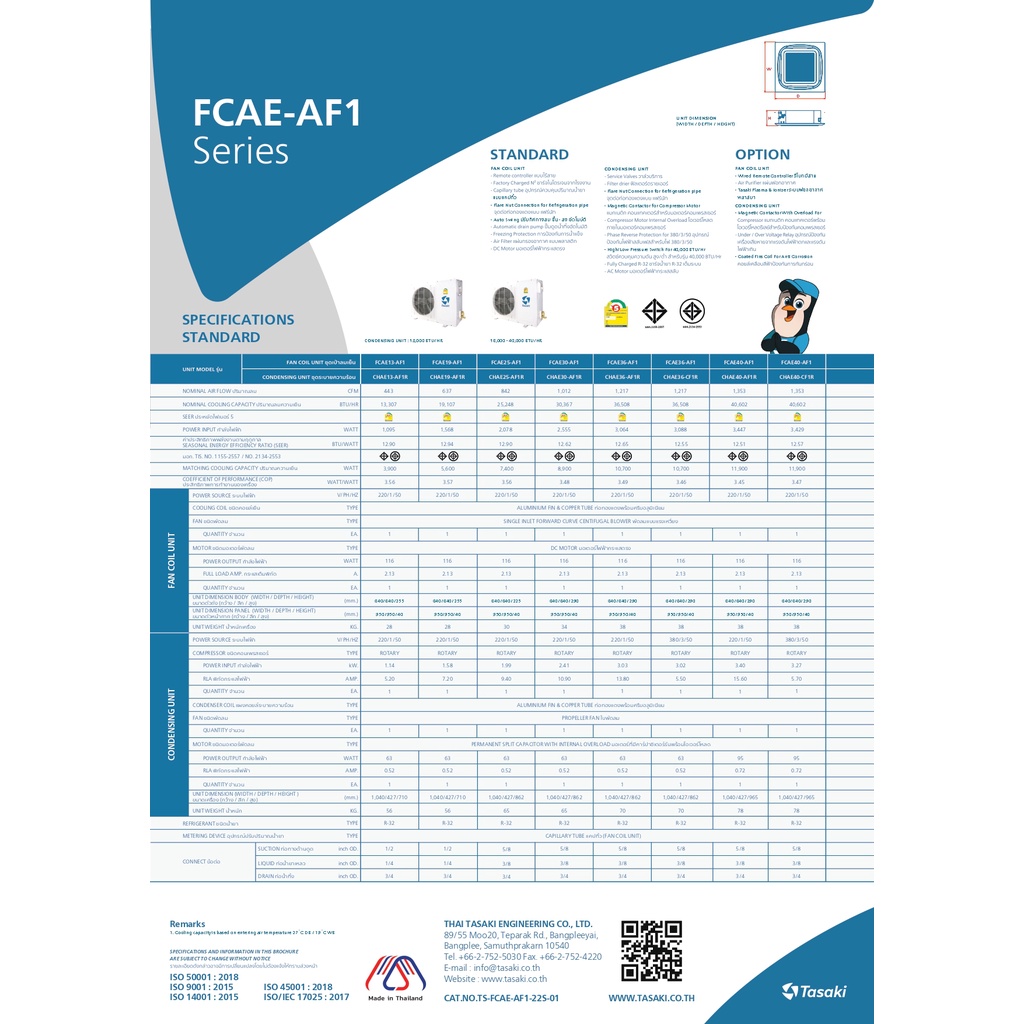 ส่งฟรี-แอร์-ทาซากิ-tasaki-รุ่น-fcae-af1-cassette-fixspeed-ขนาด-12000-40000-btu-แอร์สี่ทิศทาง-แอร์ฝังฝ้า4ทิศทาง-เบอร์5