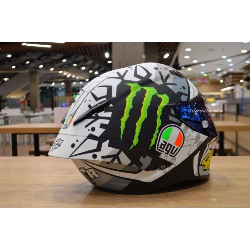 หมวกกันน็อคเต็มใบสีขาวลาย-monster-รอสซี่-46-motogp-หมวกกันน็อคเต็มใบหมวกกันน็อคสวยๆสำหรับผู้ชายผู้หญิง