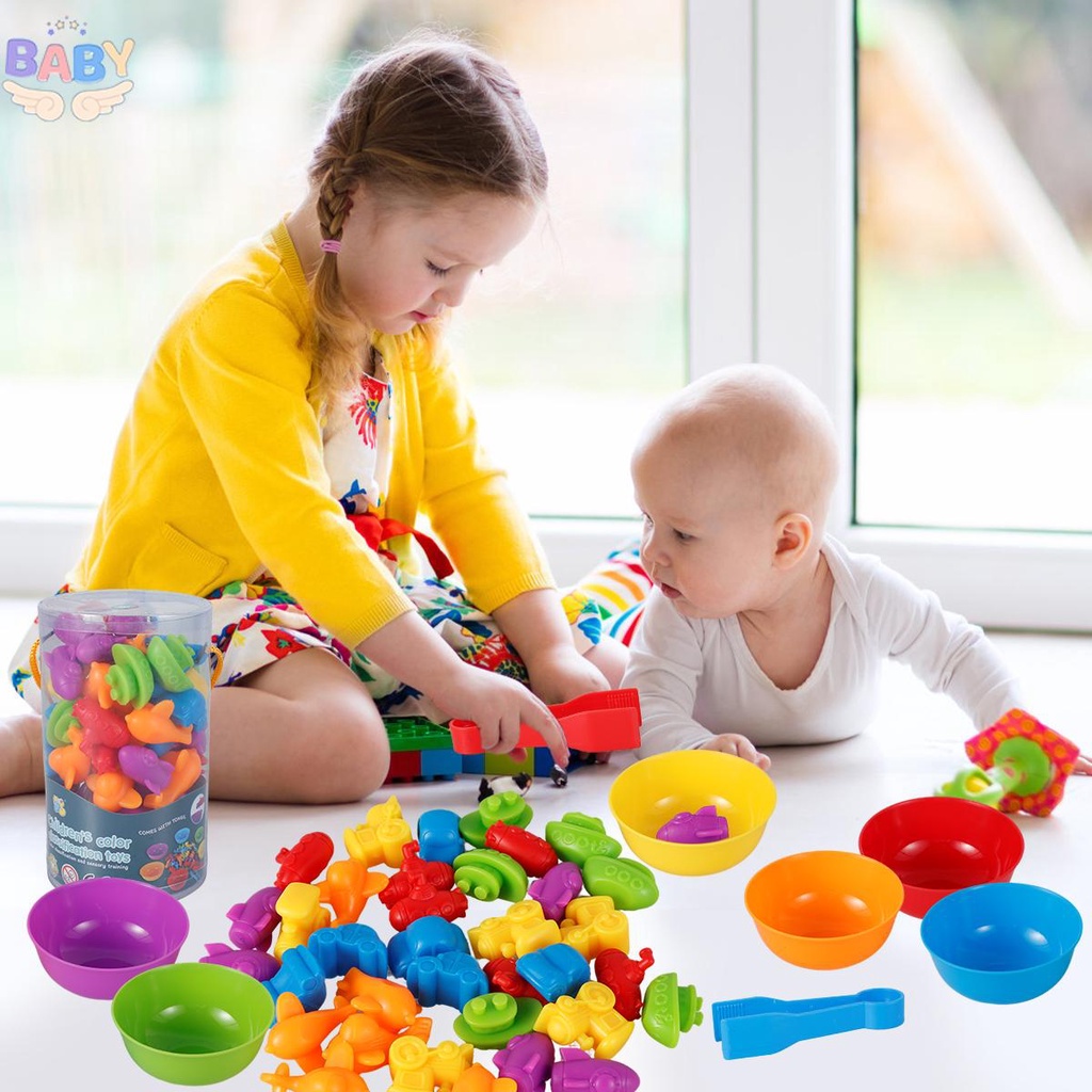 montessori-ของเล่นนับจํานวนสัตว์-ไดโนเสาร์-พร้อมชามแยกสี-เกมจับคู่-shopcyc0196