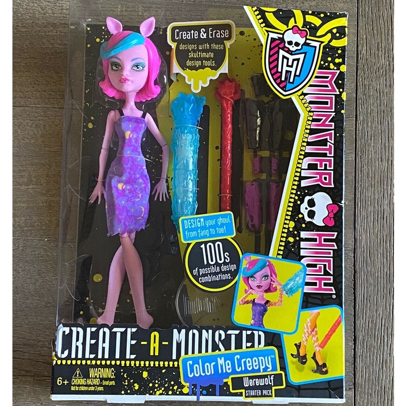 RARE 2013 Monster HIgh Doll Create-A-Monster Color Me Creepy Werewolf ...