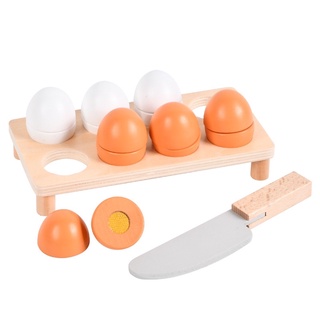 เซทไข่ไม้ ฝึกหั่นไข่ อุปกรณ์ครัวเด็ก หั่นไข่ของเล่น