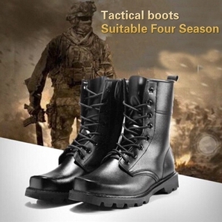 Plus Size Men Military Boots Solid Lace Up Tactical Boots Leather High Top Men Boots