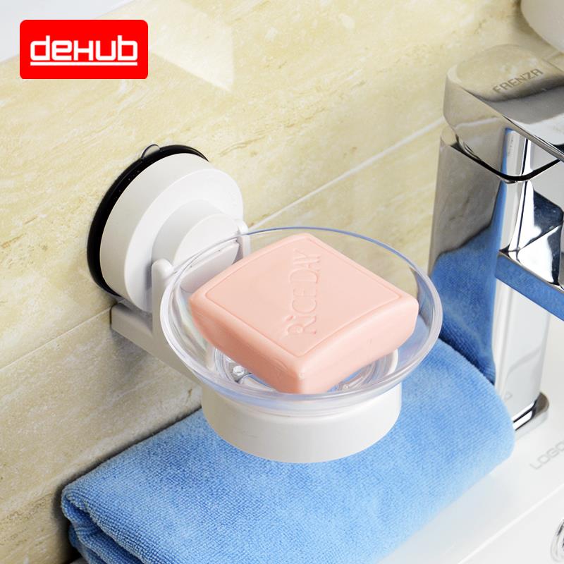 ชุดจานรองสบู่-ติดง่าย-ไม่ต้องเจาะ-ตัวล็อคสูญญากาศ-dehub-super-suction-soap-dish-r-s60