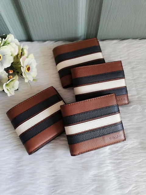 กระเป๋าสตางค์ชาย-coach-มีไส้-3-in-1-wallet-with-varsity-stripe-f24649